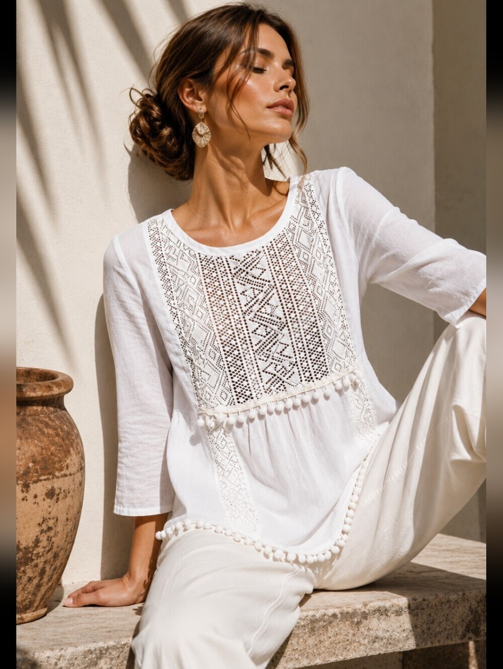 Anthropologie Maeve Boho Lace Crochet Beaded Top Excellent Pre-owned Condition - Picture 9 of 9